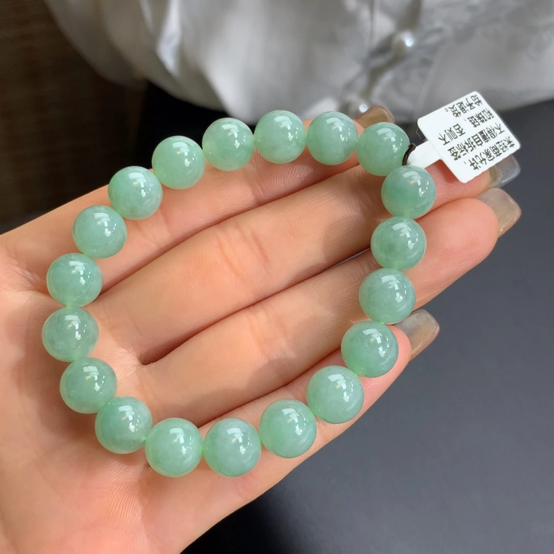 翡翠手链未镶嵌冰胶果绿手链卡10m m