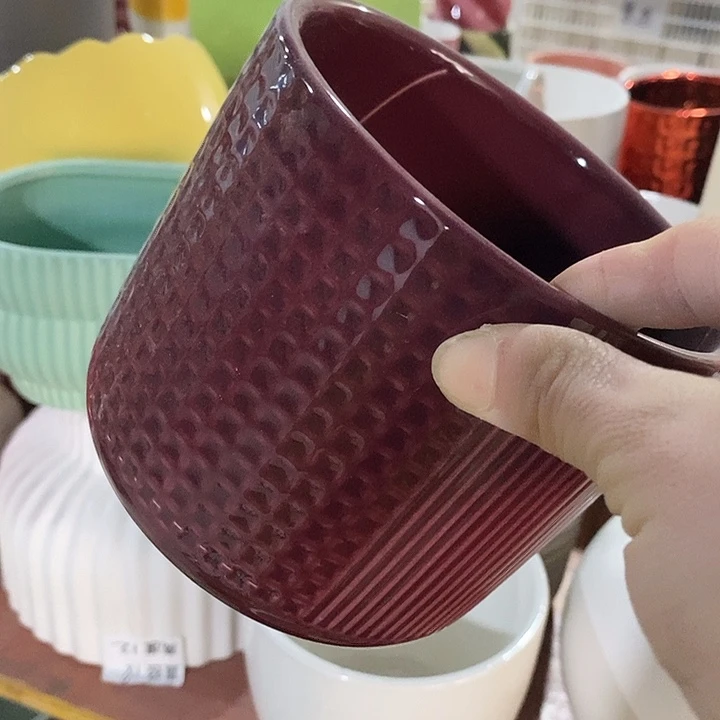 陶盆有孔 瑕疵针孔漏釉介意勿拍外高 11外口12