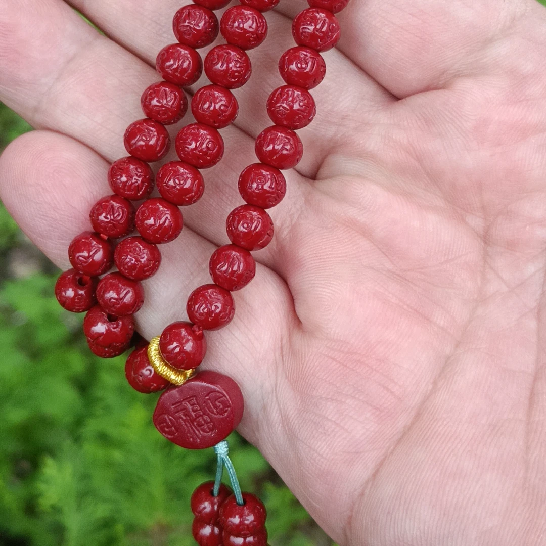 含辰砂工艺品朱砂手链三圈手串平安纳福吊坠寓意鸿运当头