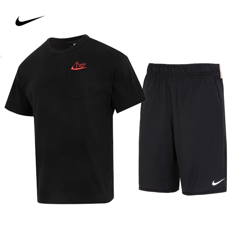 NIKE耐克满分全对短袖短裤套装男夏季新款运动休闲跑步T恤五分裤