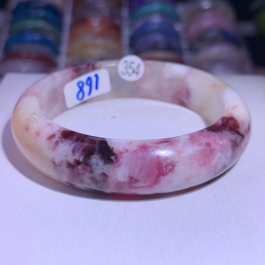 银S925镶嵌水晶手镯香芋奶盖58.5圈354