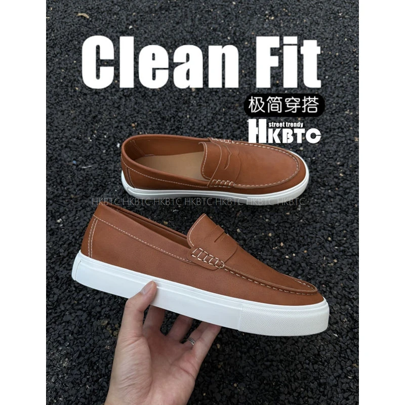 HKBTCNormcore新款 老钱风乐福鞋皮面百搭小众舒适潮流时尚豆豆鞋