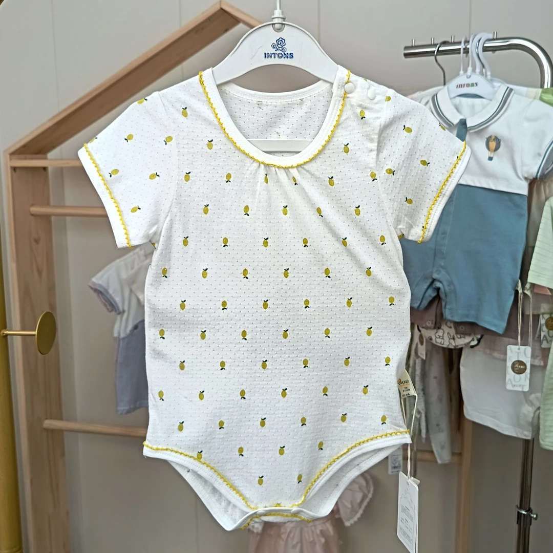 婴幼儿宝宝夏季透气网眼包屁衣爬服柠檬婴儿