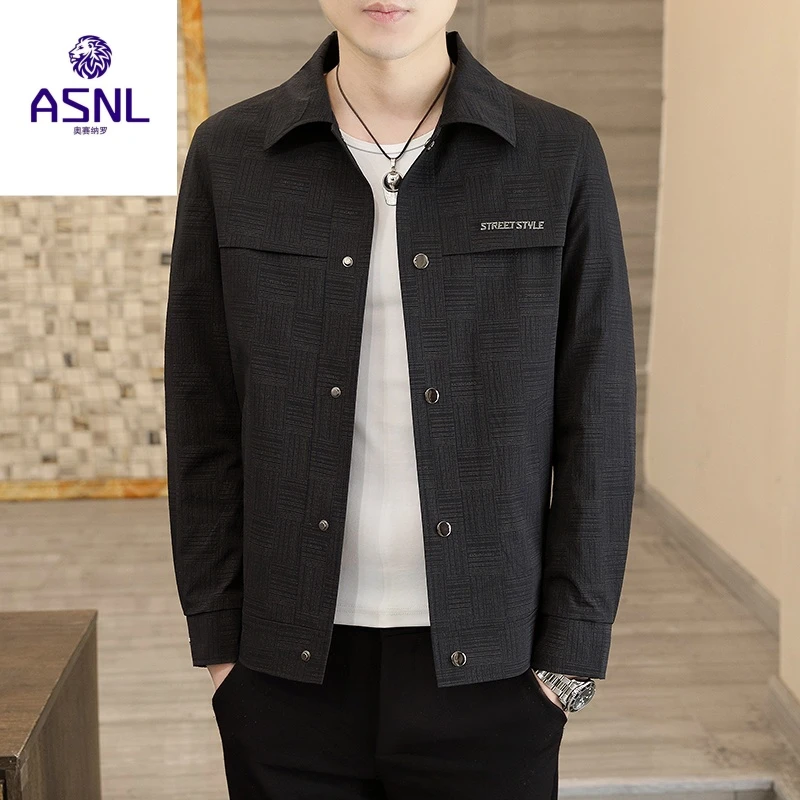 男士春秋季翻领夹克2025新款中青年商务外套休闲百搭褂子上衣服
