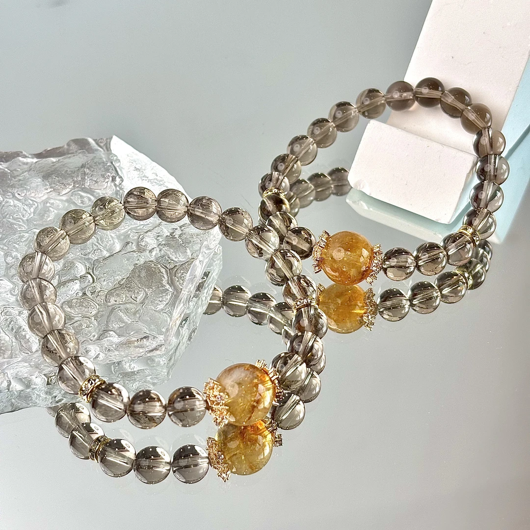 【稳重】13mm黄阿赛茶晶8mm手串面小仙多样性发其一