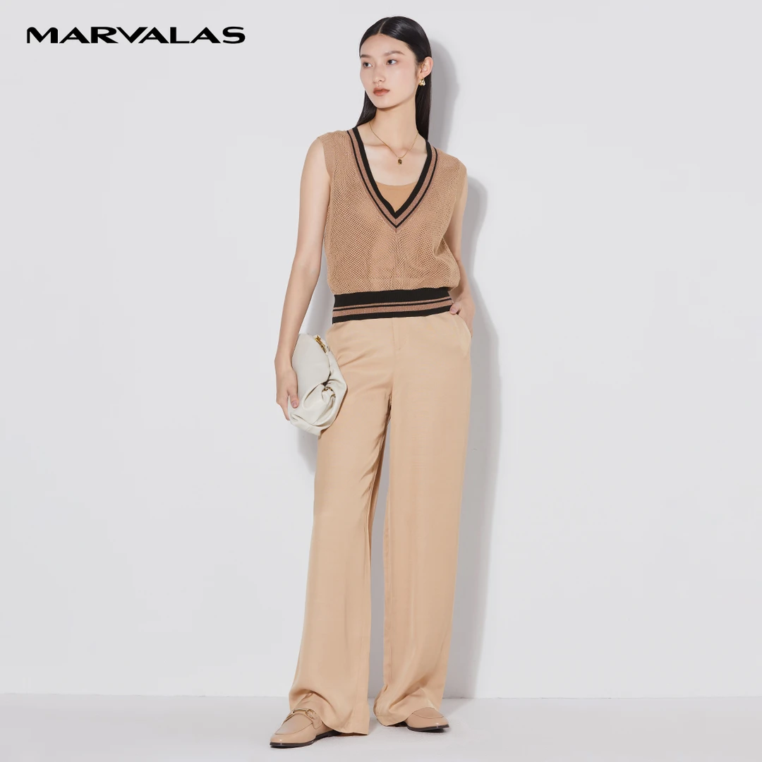 【芊芊专属】纯色休闲裤女夏季腰部双扣设计