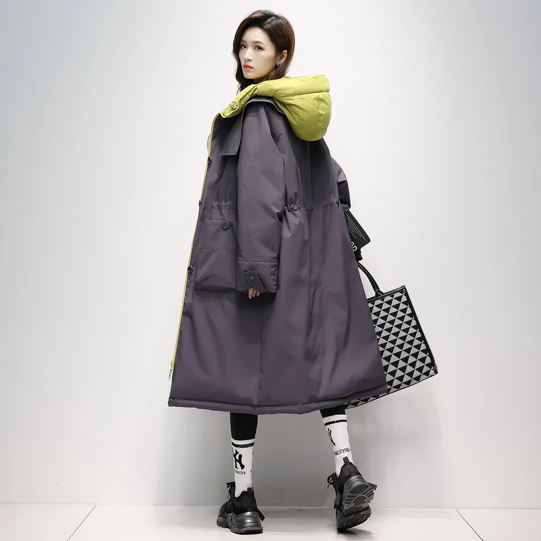 时尚过膝长款两面穿羽绒服2025新款冬季百搭休闲宽松保暖防寒外套