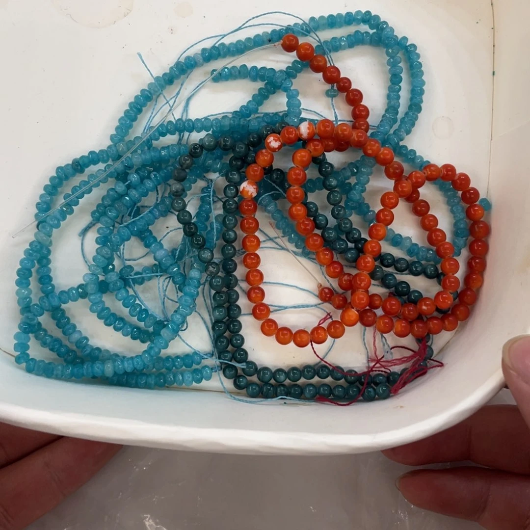 玛瑙/玉髓珠宝半成品未镶嵌打包5条散珠