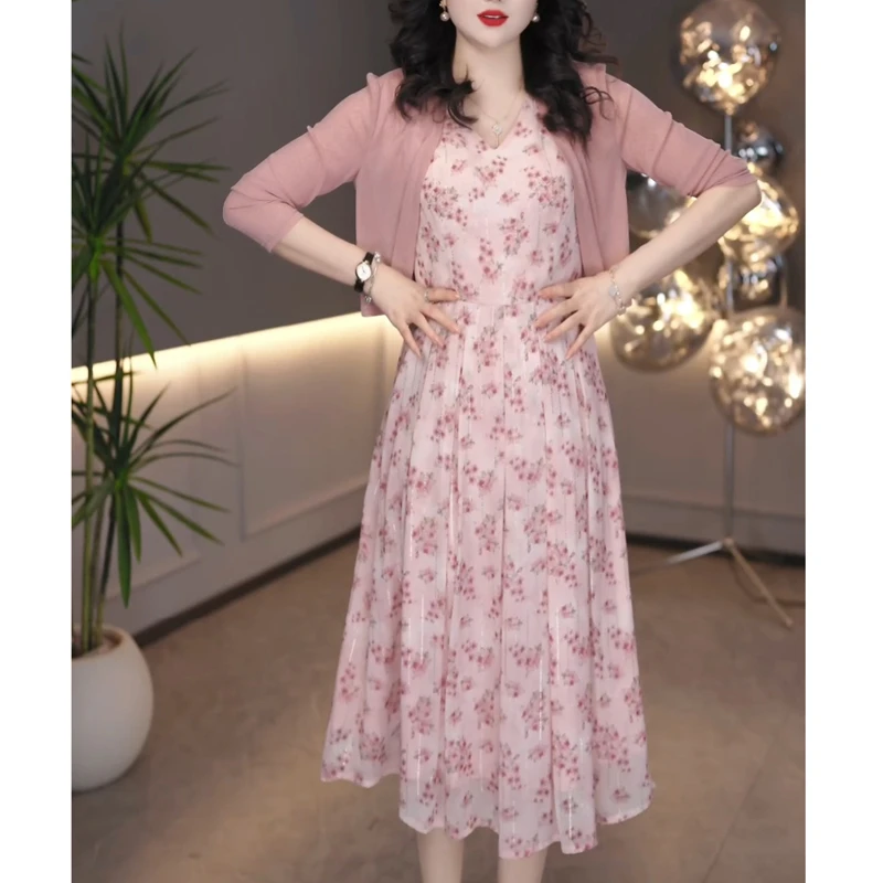 小香风套装碎花连衣裙2025年新款女夏季爆款气质轻奢高级感两件套