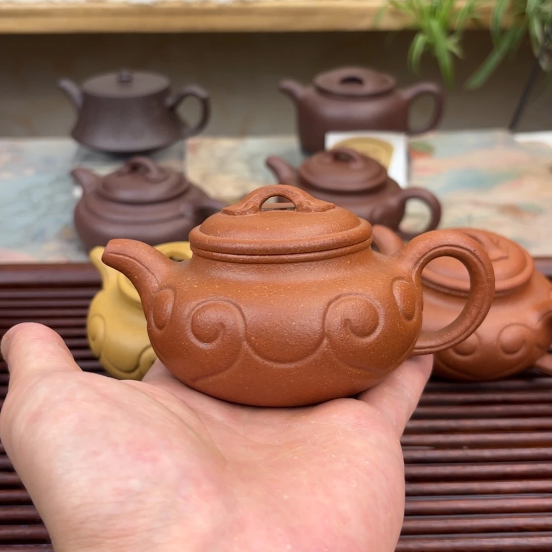 茶壶紫砂华*仿古如意 红降坡 175cc