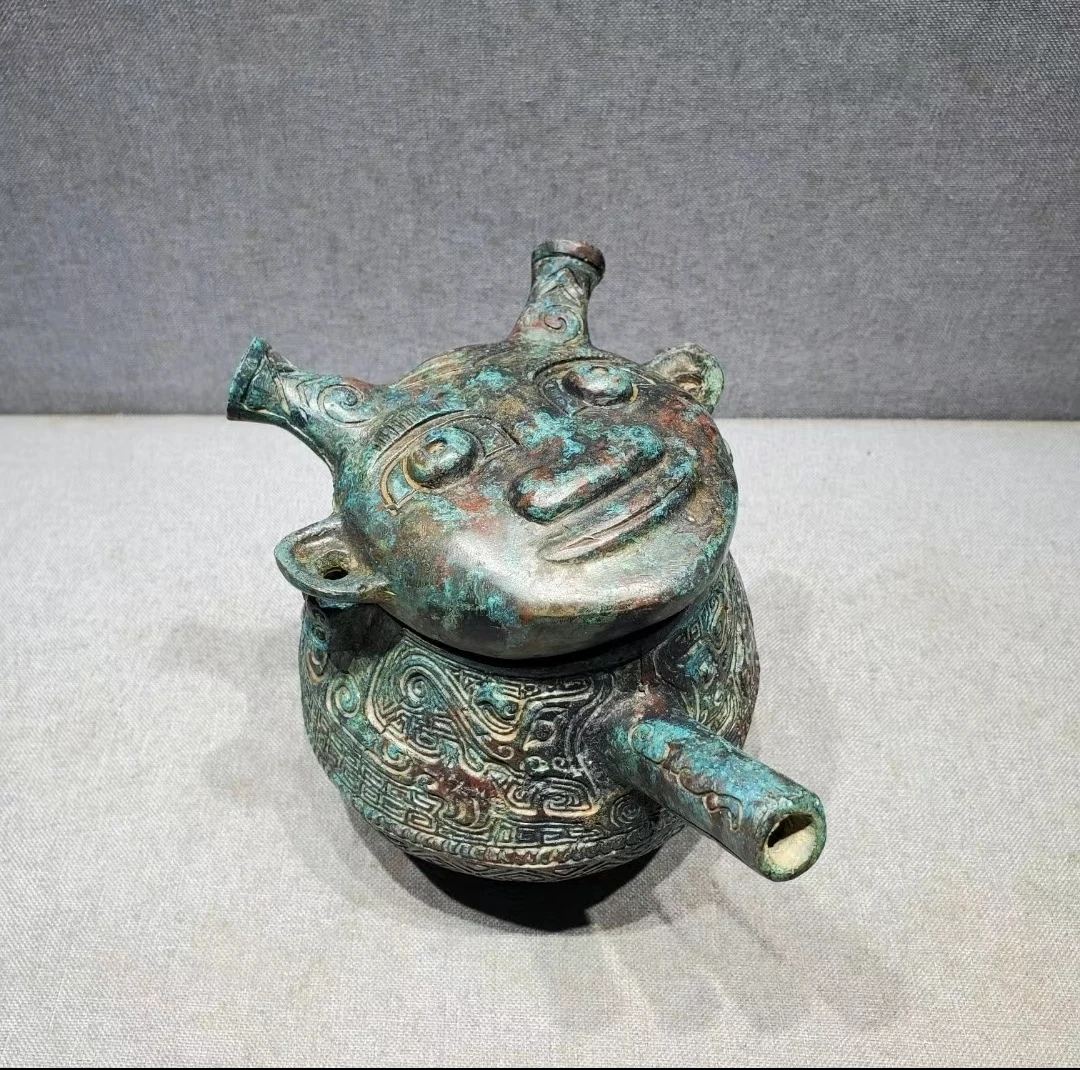 人面禾纯铜仿古青铜器摆件家居摆件桌面摆件