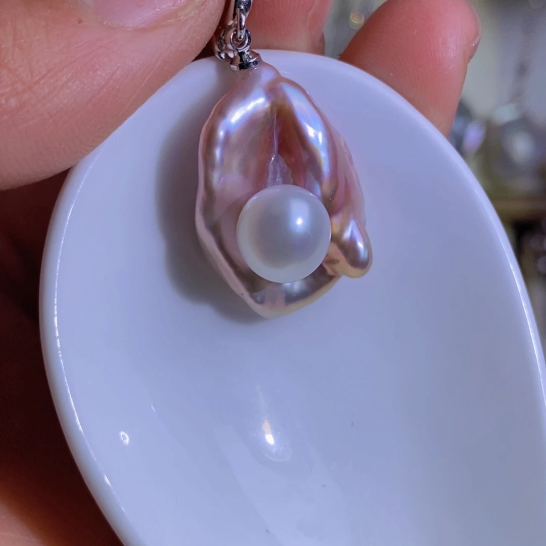 银S925镶嵌天然淡水珍珠淡水珍珠