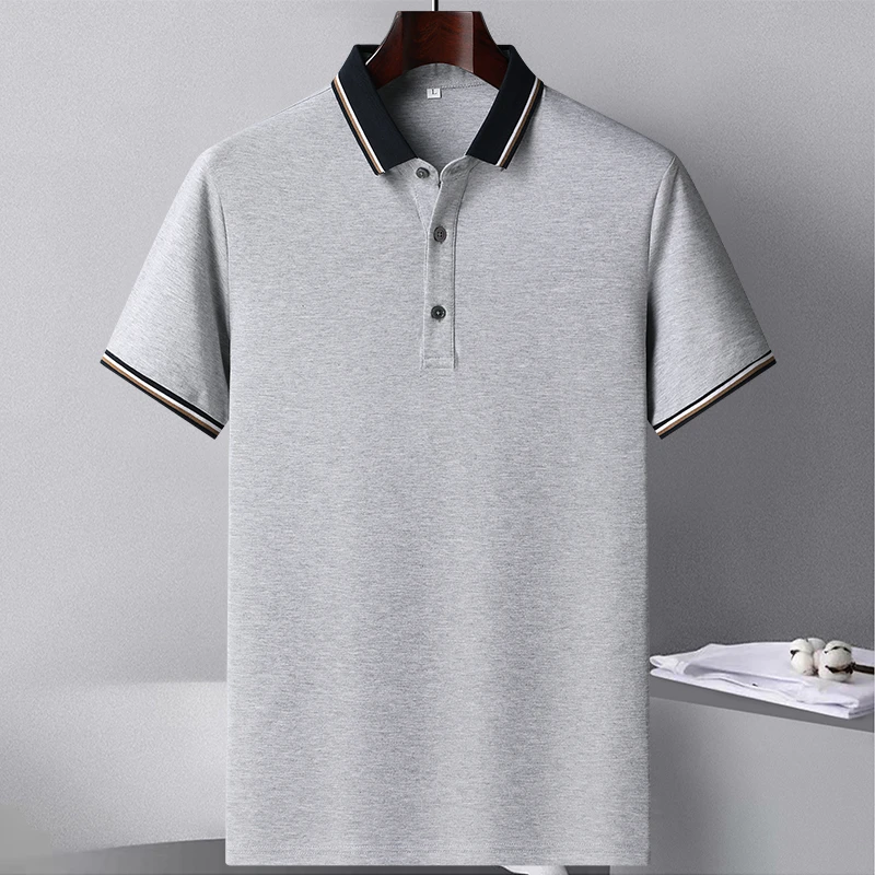 2025啄木鸟新款男士T恤夏季商务休闲中年爸爸装薄款纯色短袖上衣