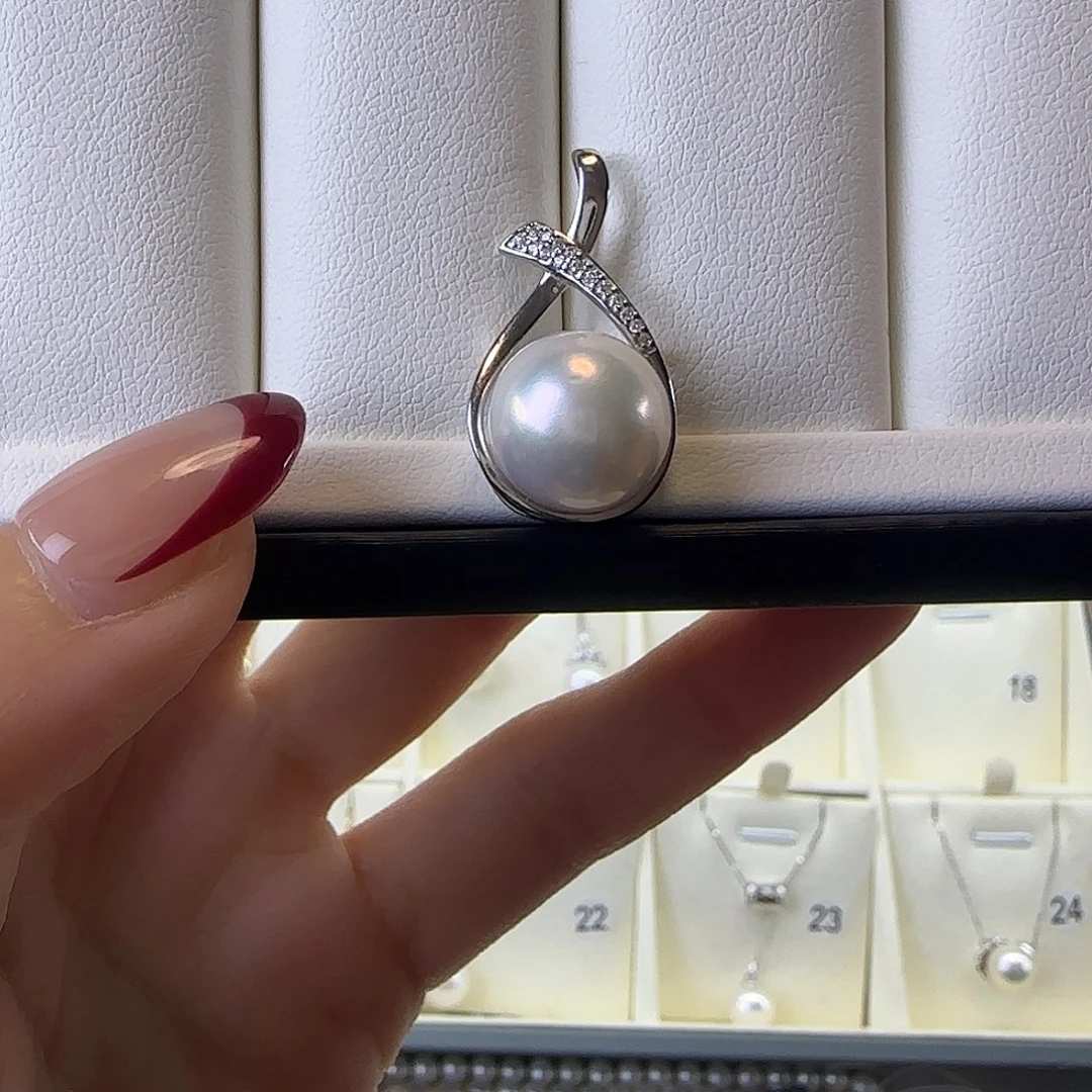 银S925镶嵌淡水珍珠颈饰11～12吊坠