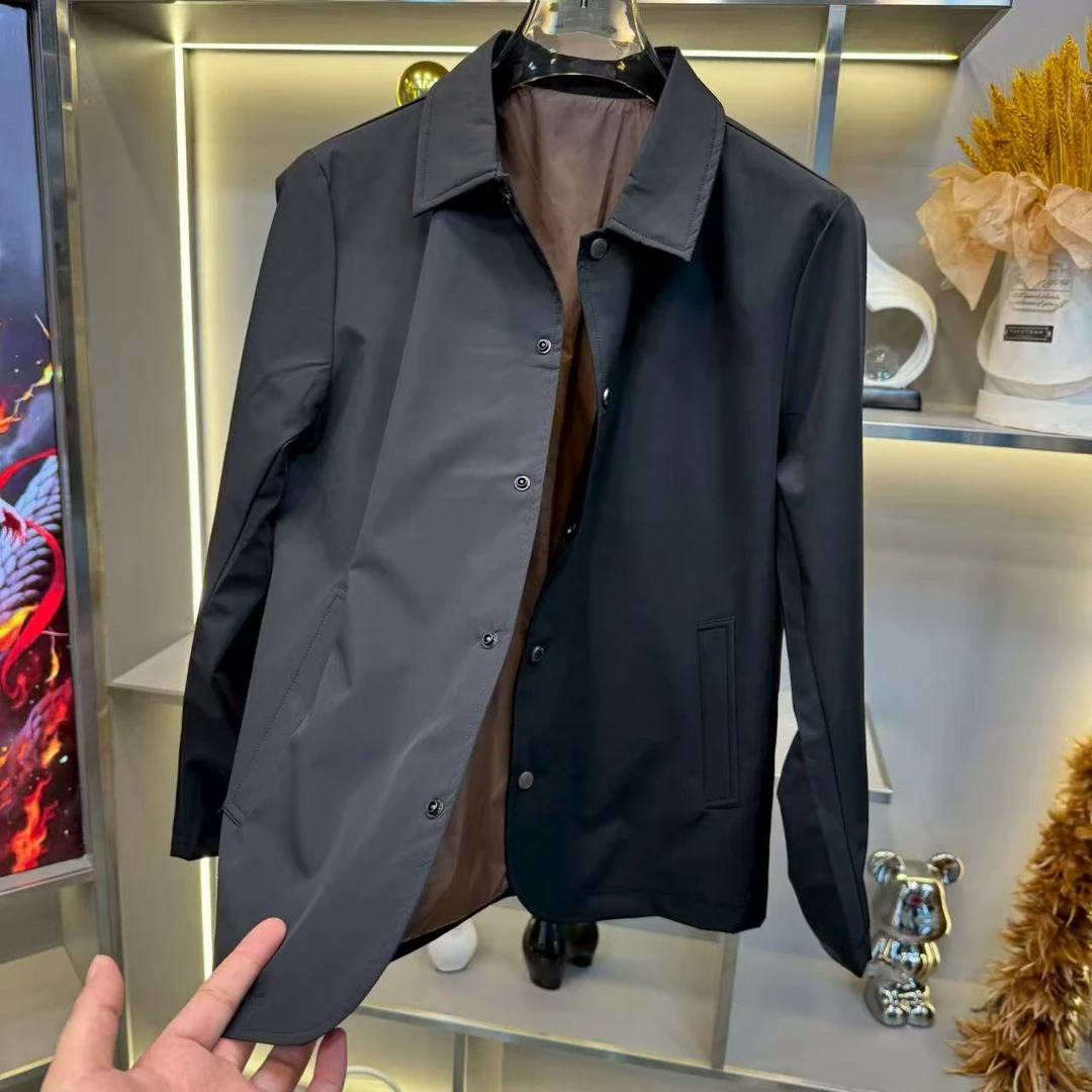 2025男士夹克外套百搭商务春秋经典翻领秋季简约休闲风