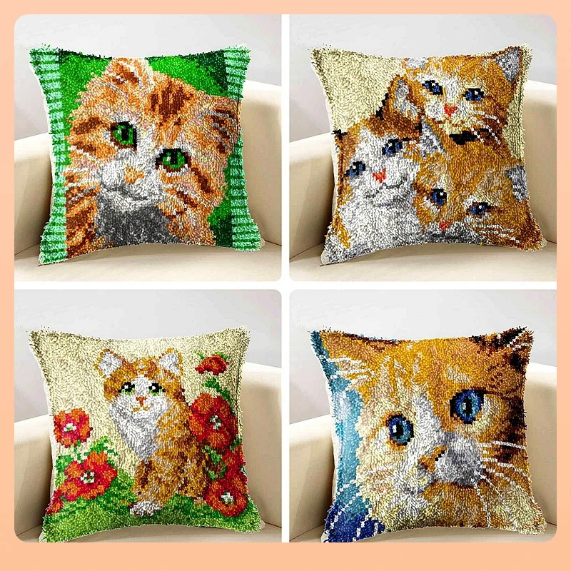 毛线绣段段绣抱枕靠垫手工靠枕钩针绣法桐戳戳绣diy材料包
