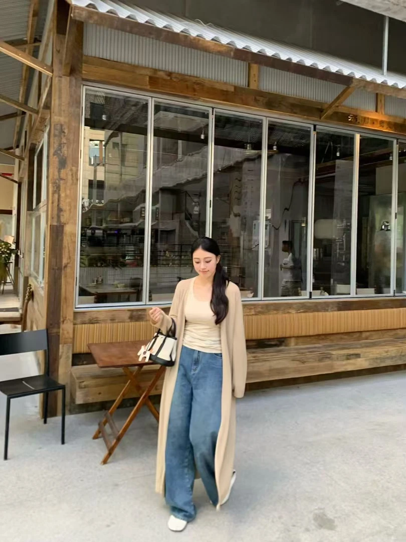 WIWH女设计师毛针织衫针织针织衫衬衫慵懒风