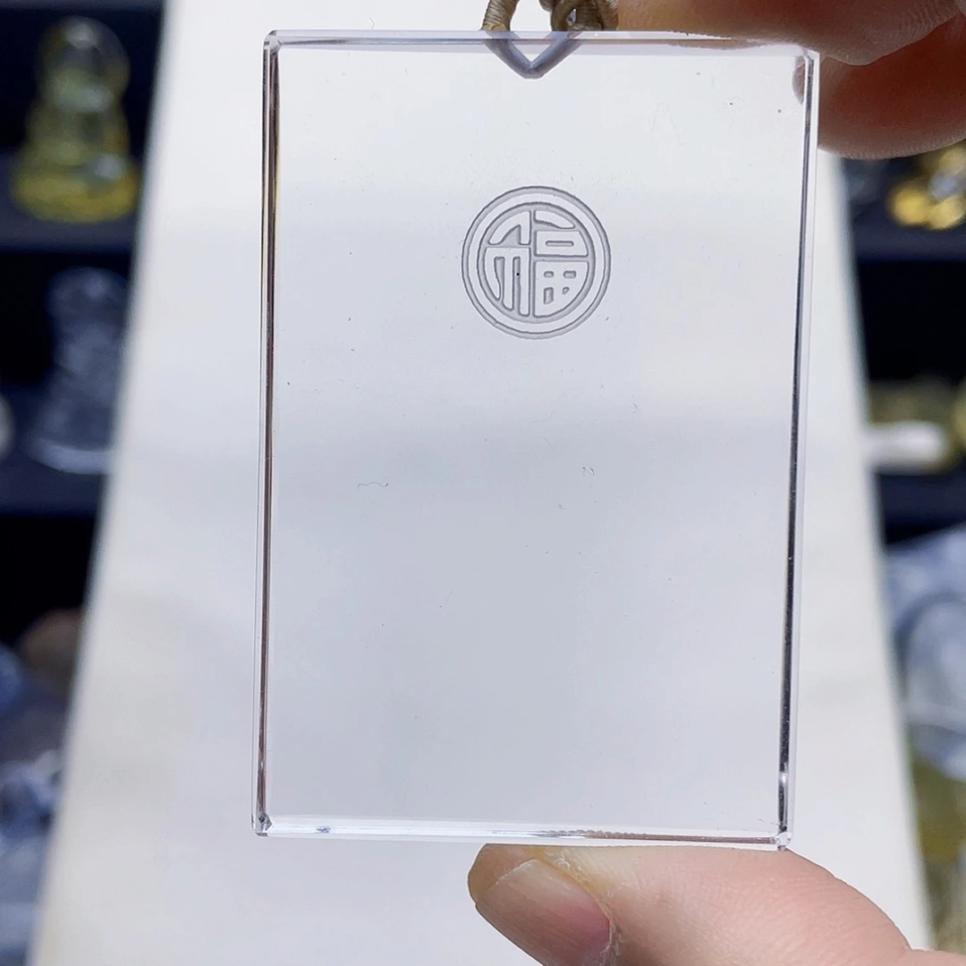 水晶颈饰未镶嵌白水晶精雕福运当头平安牌吊坠