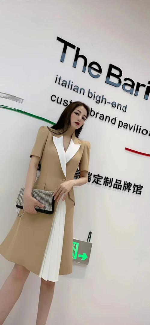 【赵总专属】连衣裙高腰小众咖色拼接高定款大牌时尚收腰气质女人