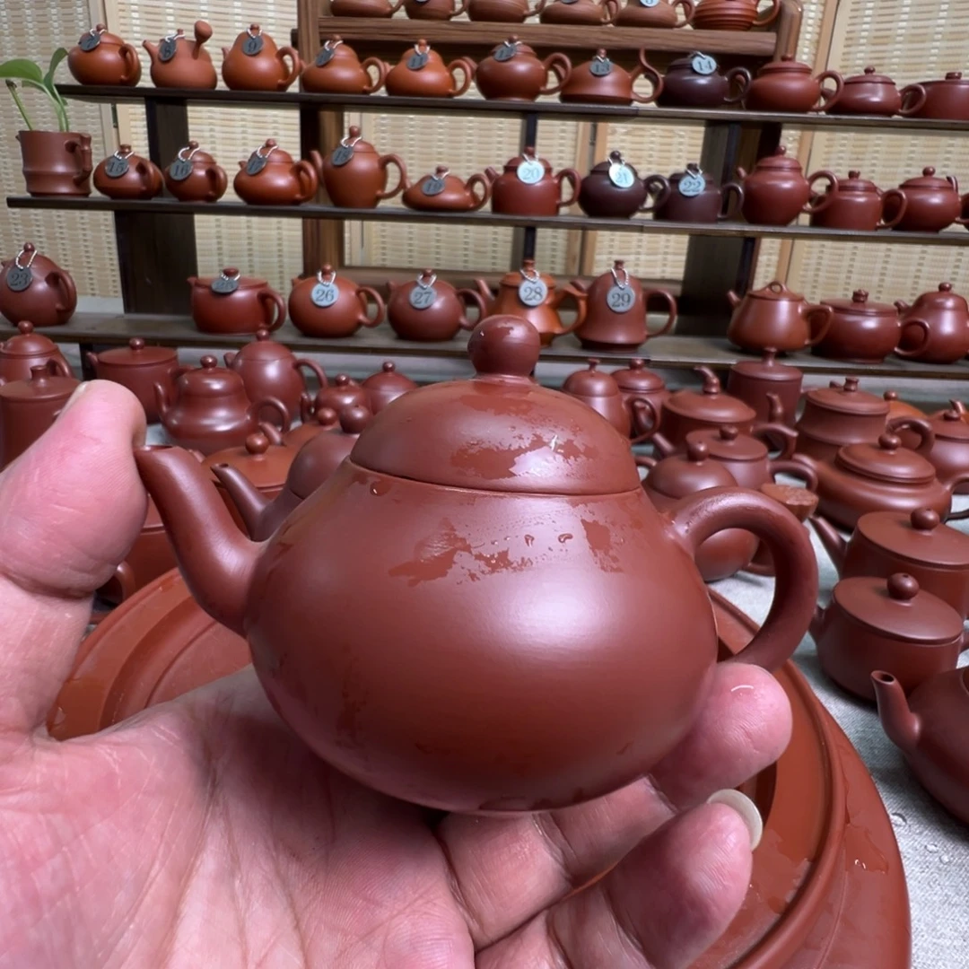 J***-紫砂茶壶潮州手拉朱泥壶，微瑕不退换