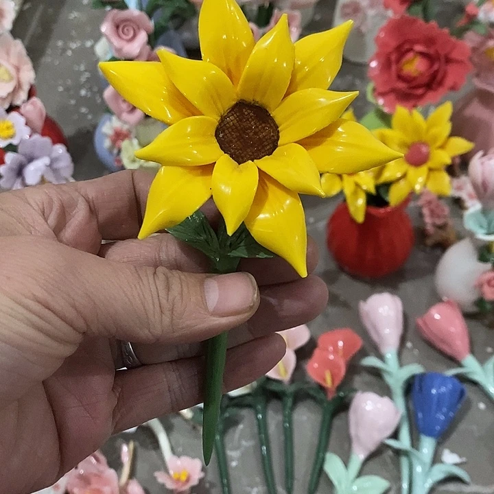 瓷片纯手工陶瓷花摆件