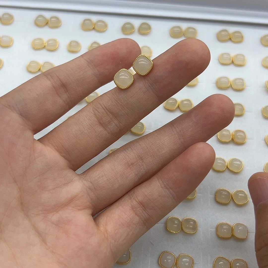 银S925镶嵌和田玉耳饰