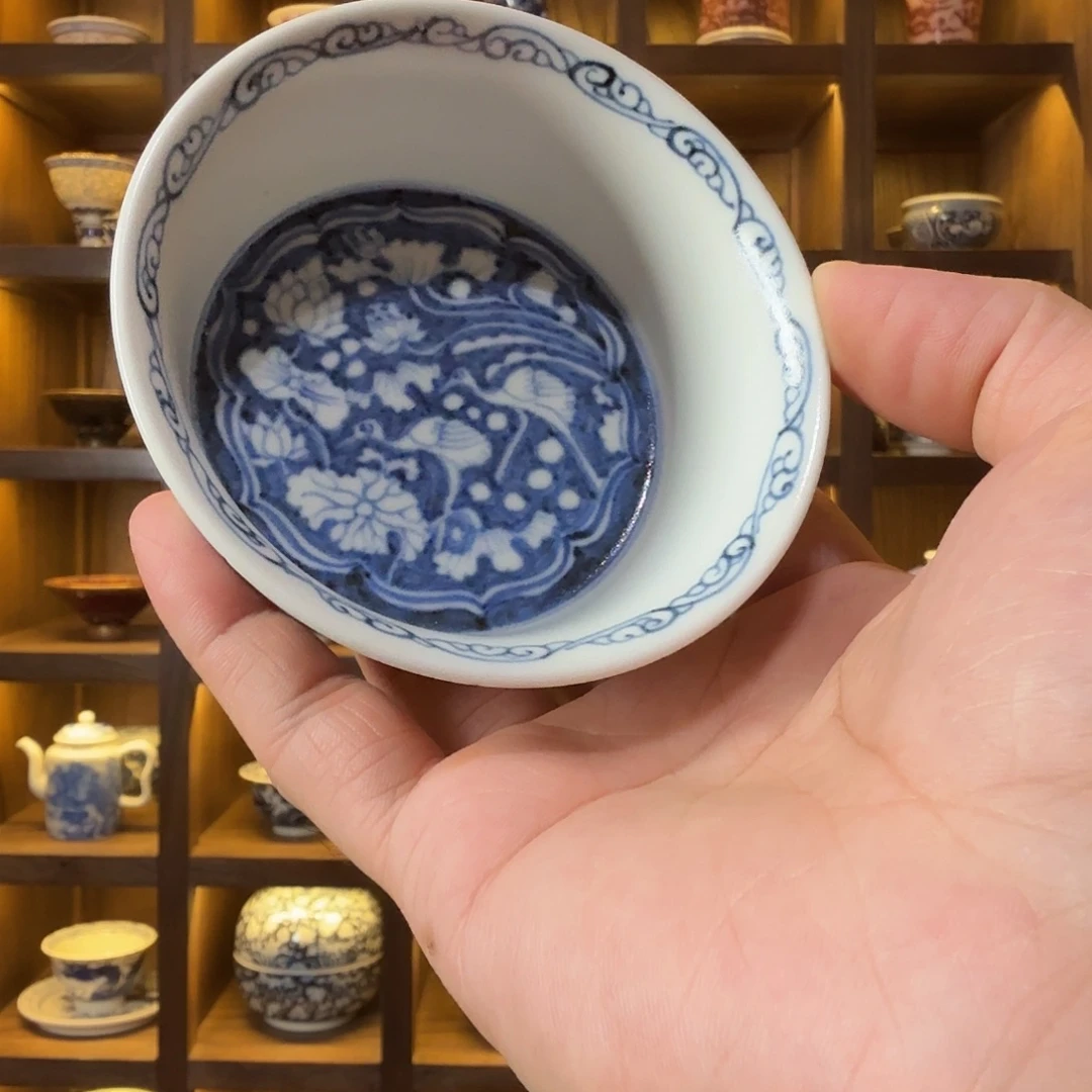 手工手绘青花一路陶瓷主人杯