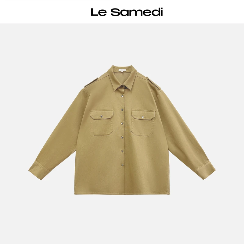 Le Samedi【猎户品格】英气工装 肩章口袋 卡其色率性衬衫