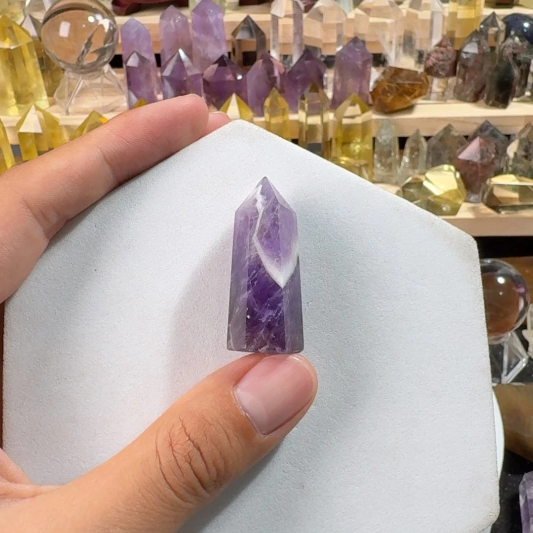 水晶珠宝半成品未镶嵌梦幻紫水晶