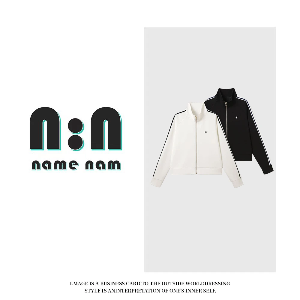 ml 气质立领休闲拉链长袖撞色条显瘦外套SS26029