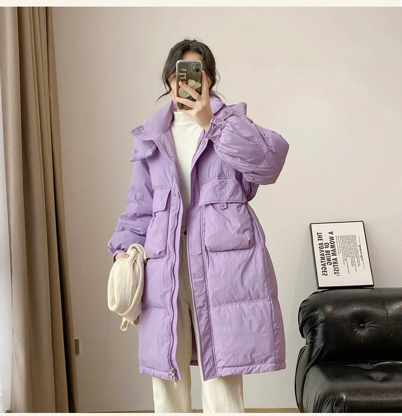 羽绒服中长款女冬季女长款鸭绒设计款收腰平湖HD轻盈蓬松冬季新款