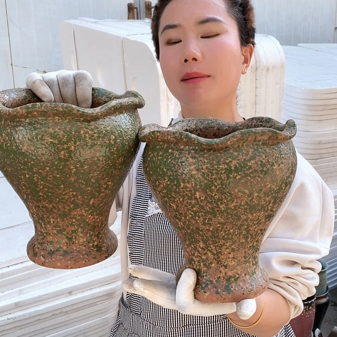 紫砂花盆瑕疵口19高21