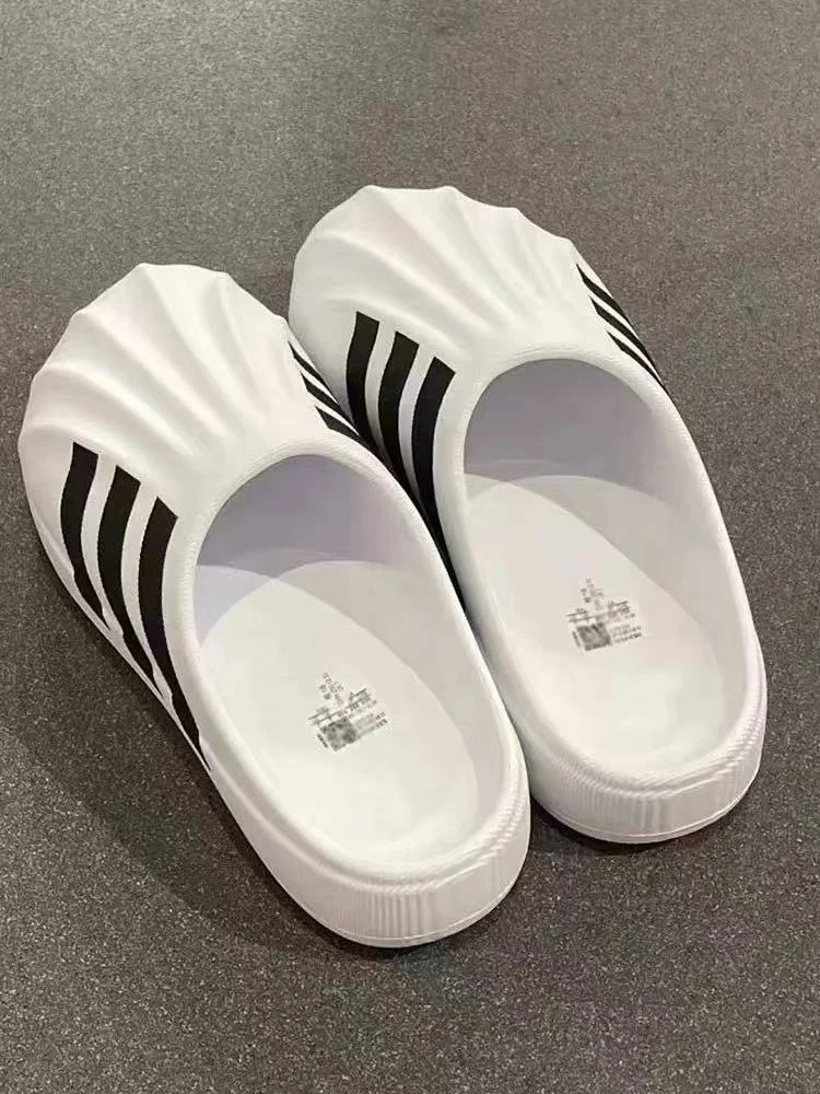 经典三杠洞洞鞋夏季贝壳头半包拖鞋外穿男女款厚底情侣一脚蹬凉鞋