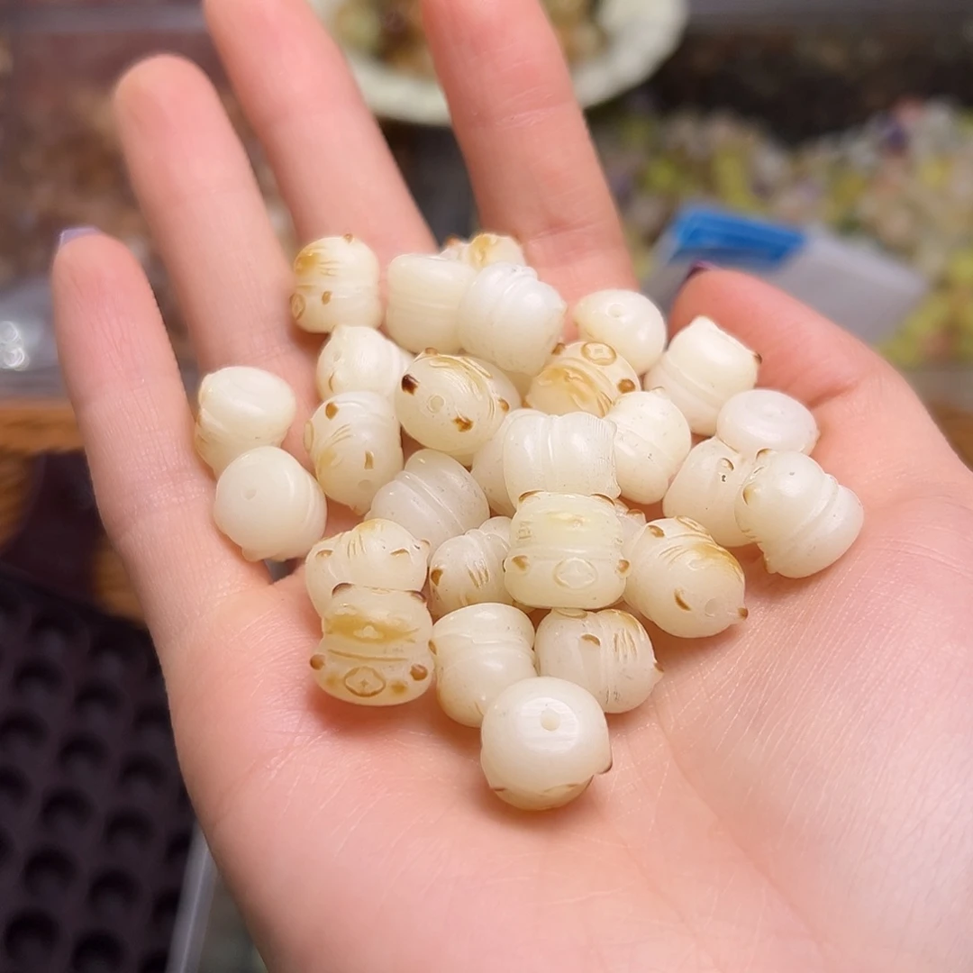 菩提根/象牙果吊坠40颗炭烤猫有黑点