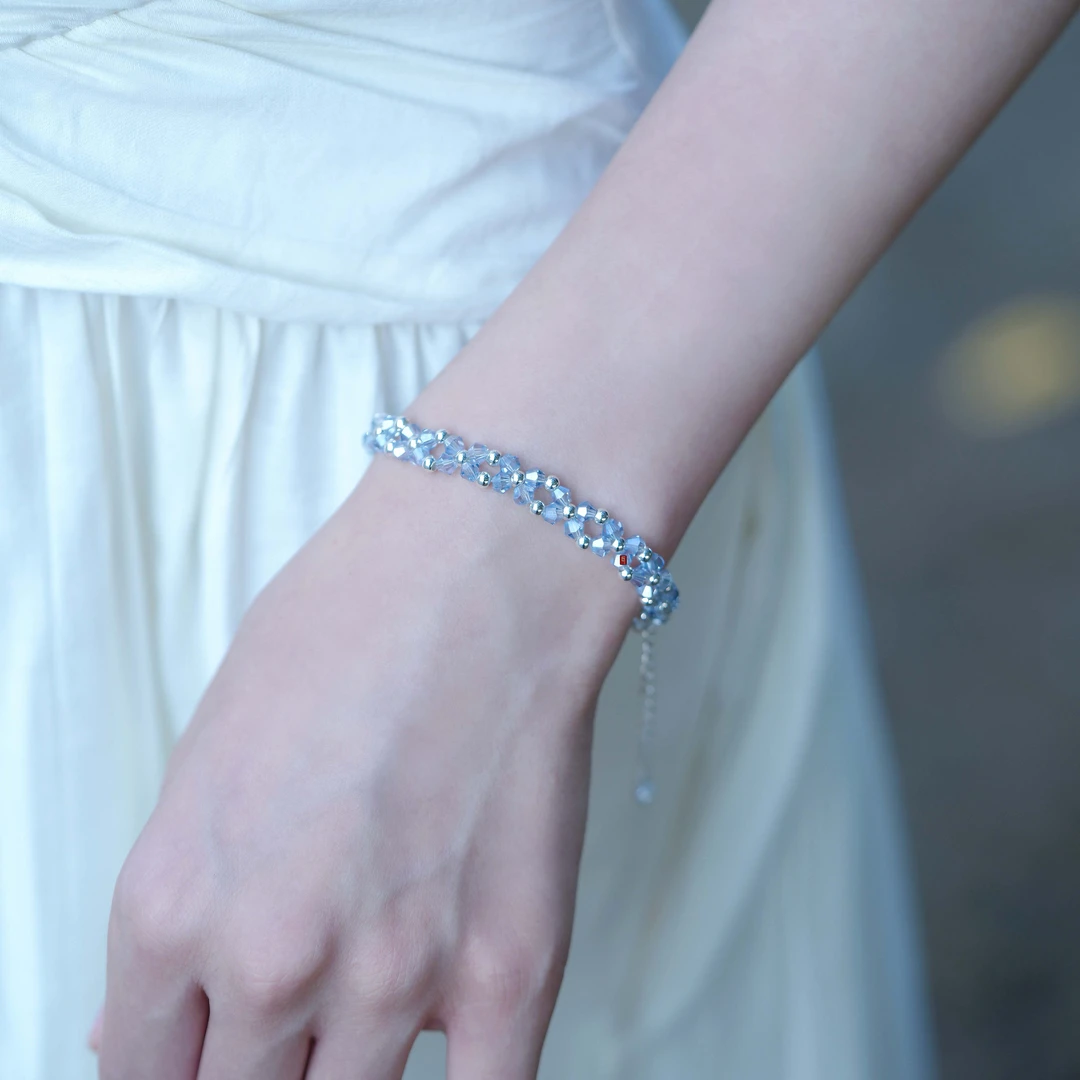 铜合金手链 铜合金手链 流光系列银色手链 原创设计纯手工制作