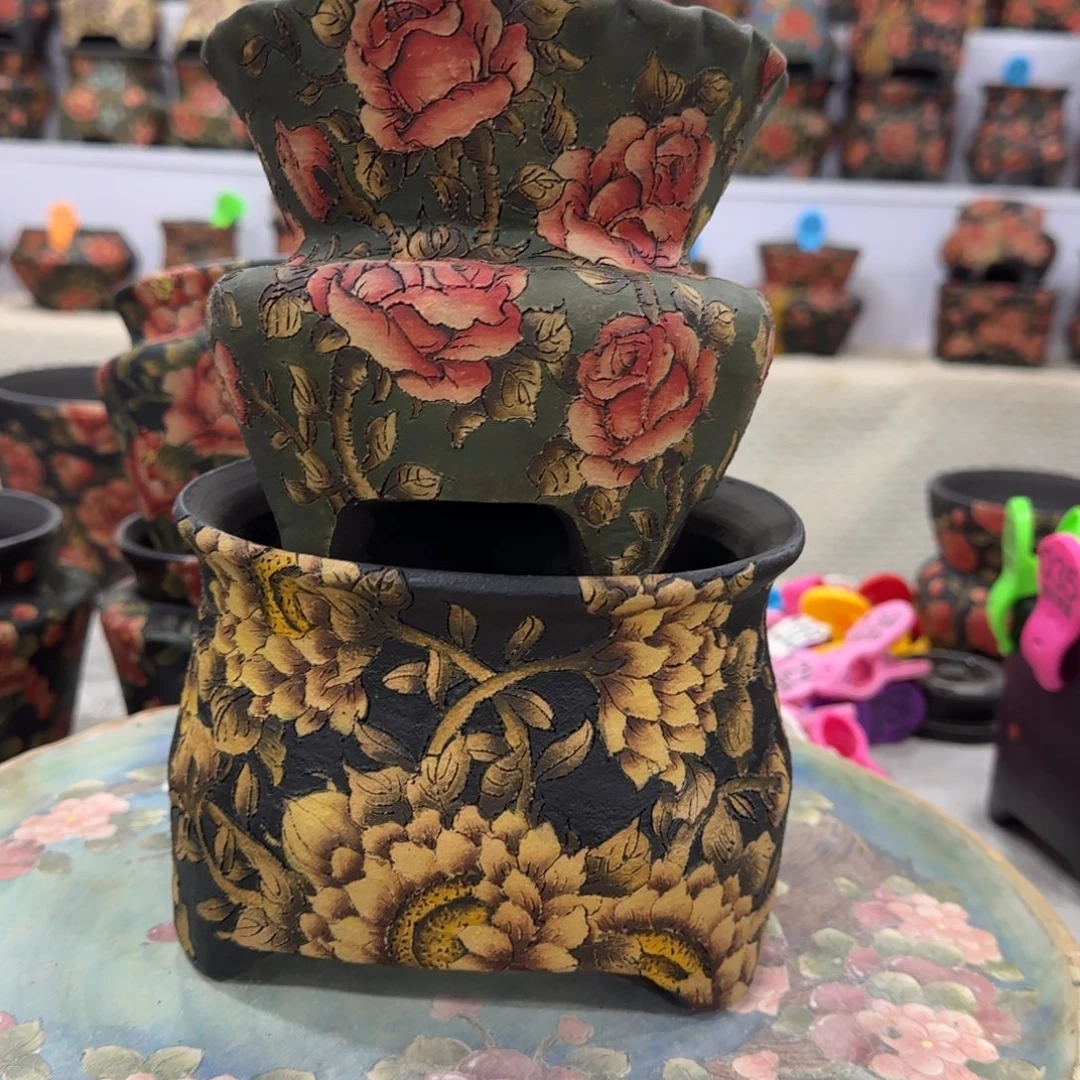 H***.紫砂花盆精品多肉手绘花盆
