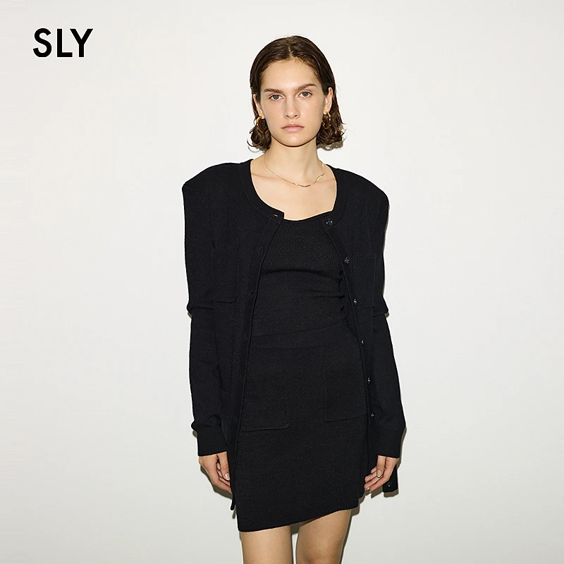 SLY 2024冬季新品THROW系列清冷感针织连衣裙女030HA070-1991