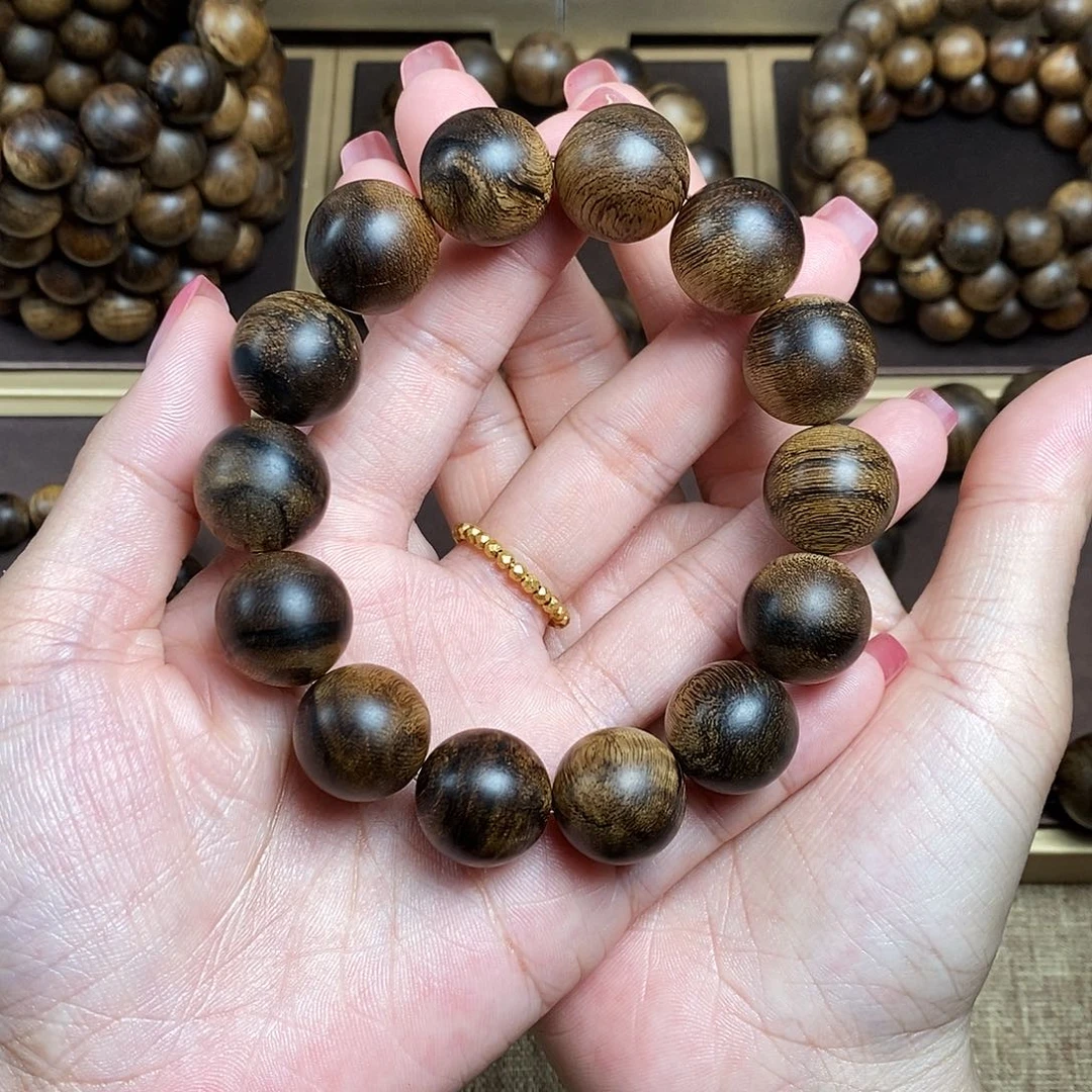 沉香手串越南芽庄白棋虎皮缨子瘤疤沉水