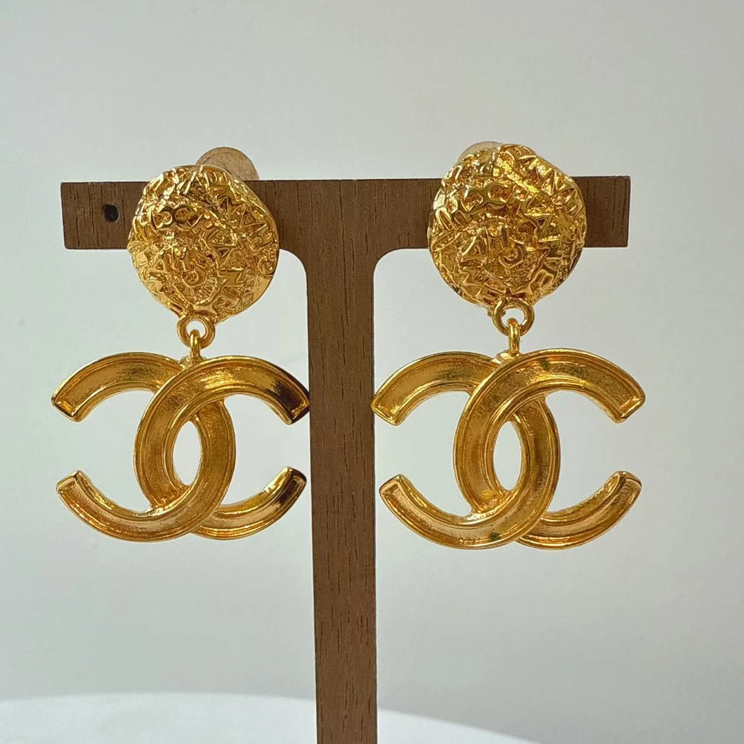 95新 Chanel/香奈儿 Chanel vintage香奈儿中古浮雕双c耳夹