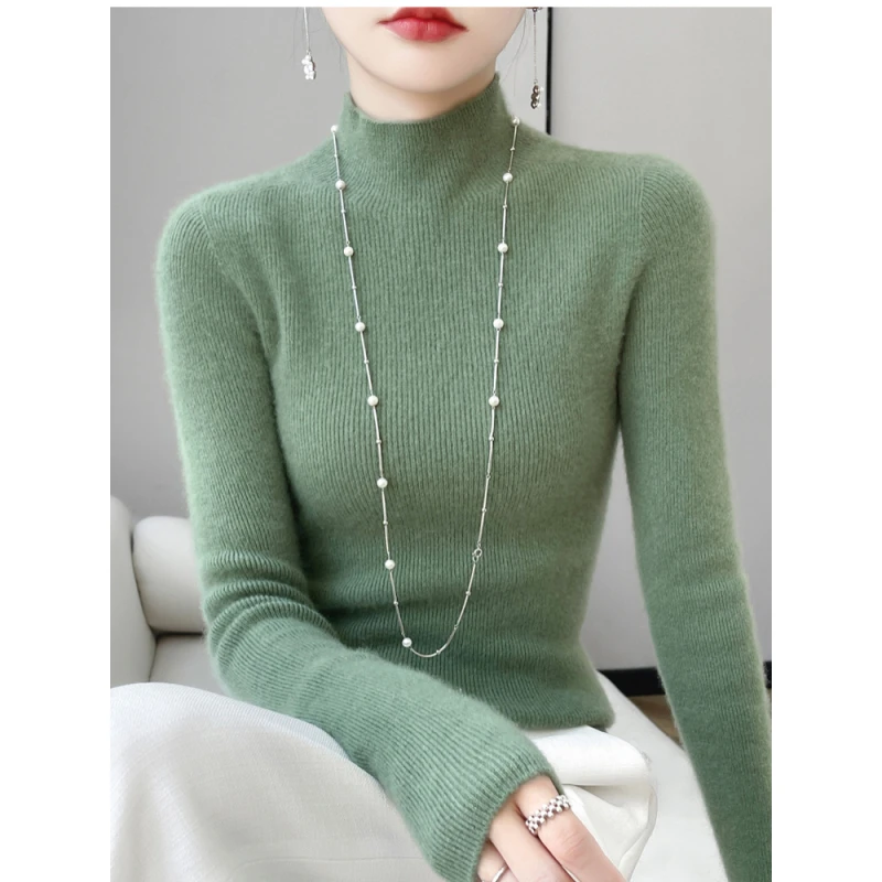 一线成衣~半高抽条羊毛衫DM031