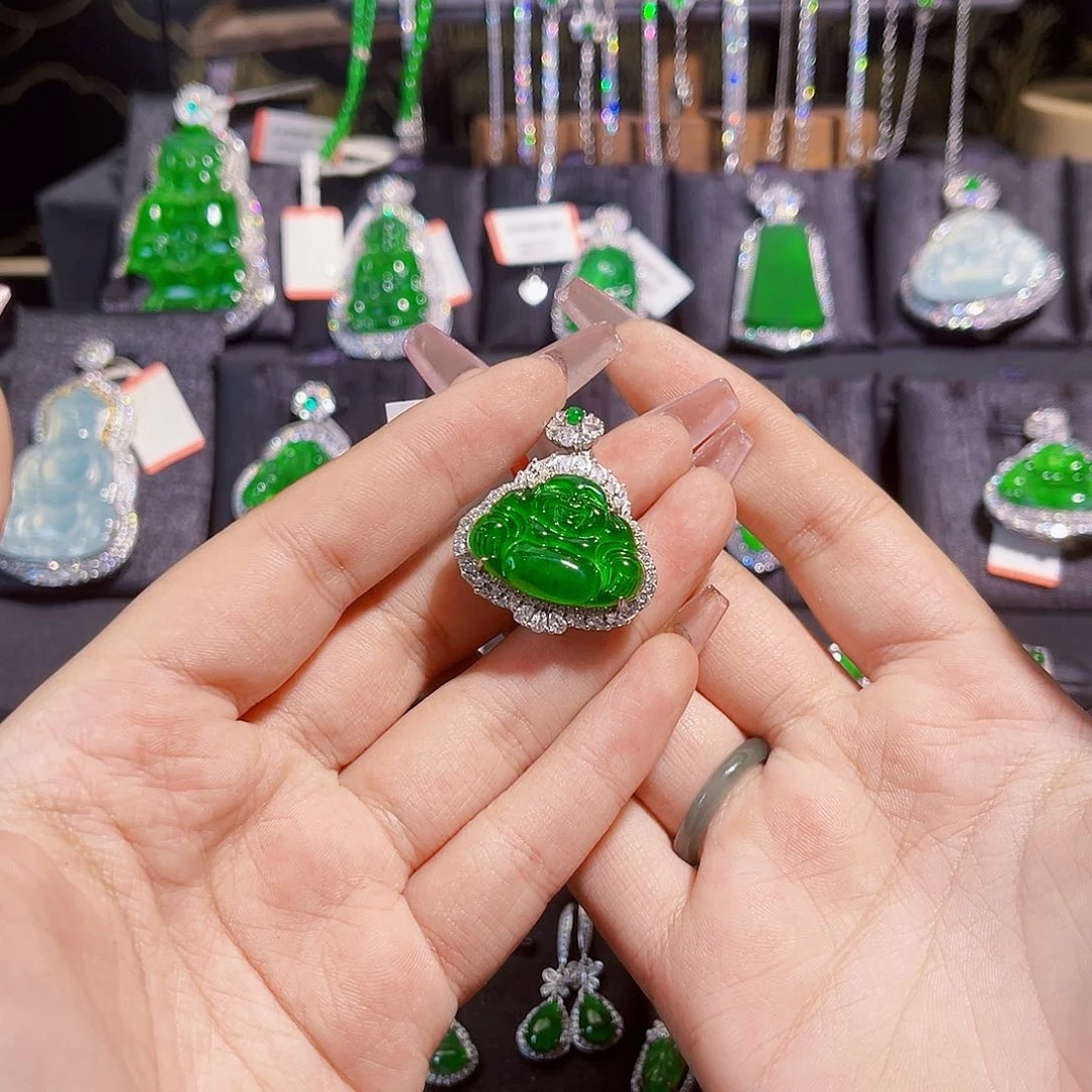翡翠戒指银S925镶嵌夕****g佛公