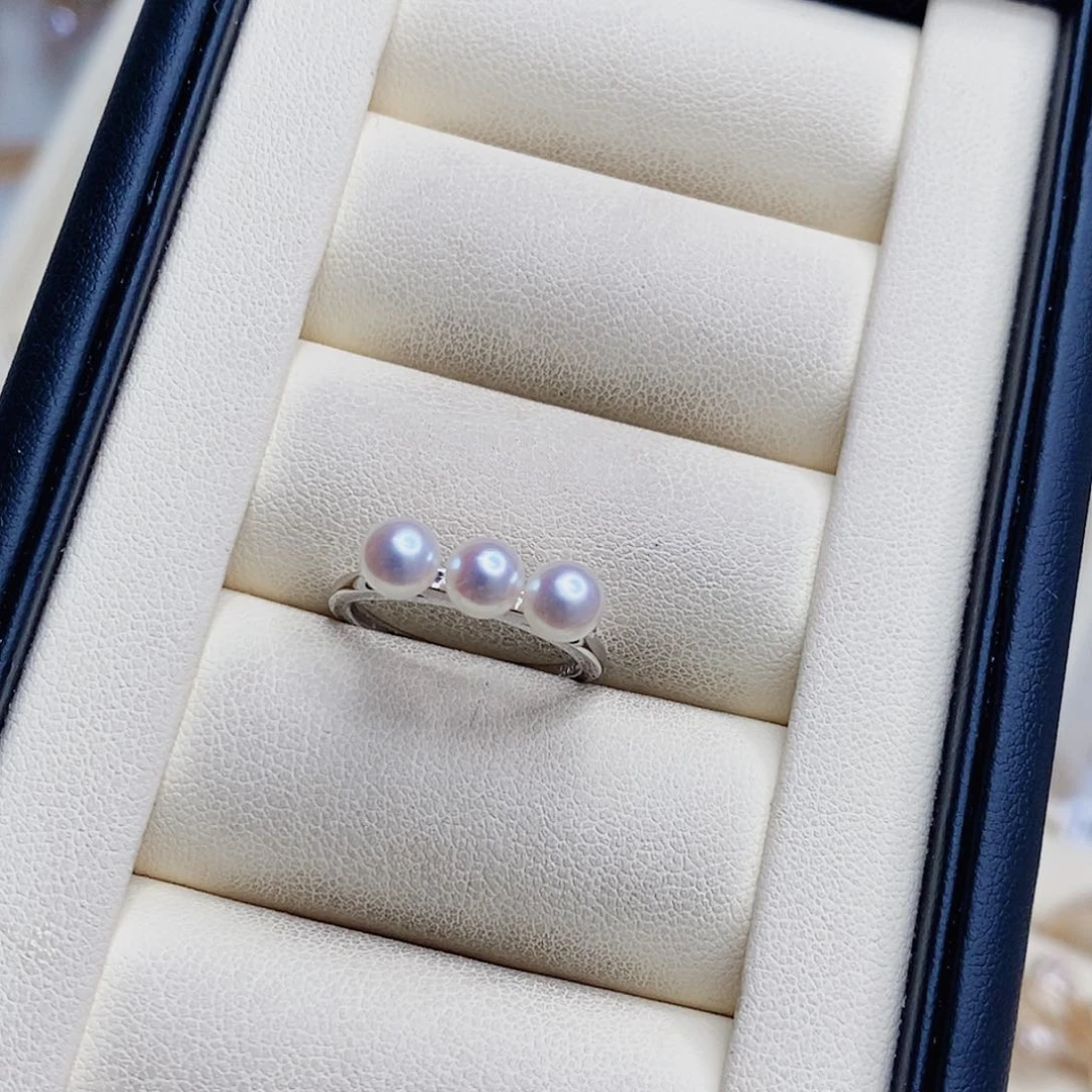 淡水珍珠戒指银S925镶嵌V*.