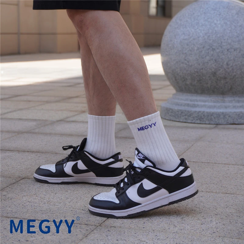 MEGYY【4双装】常规四季款纯棉白色黑色男女情侣袜子中长筒体育运动