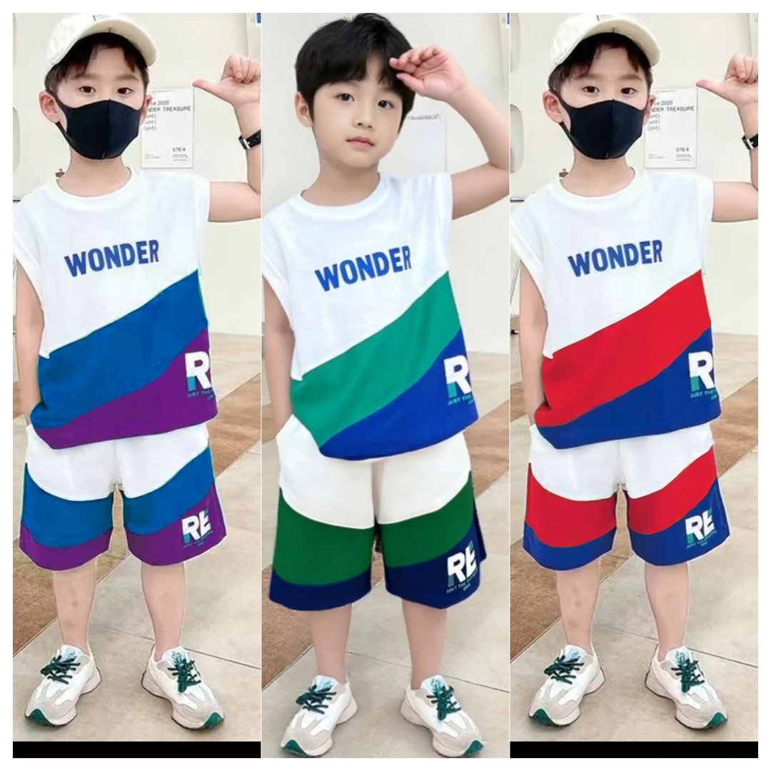 男童背心夏装运动套装2025夏季新款儿童无袖男孩中大童两件套套装