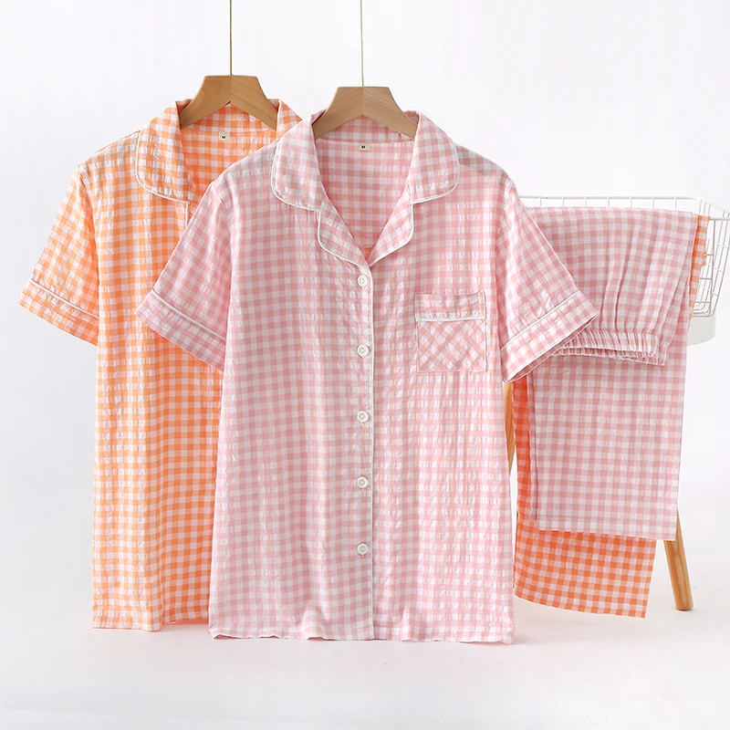 【维多利亚VICTORIA】泡泡纱薄款女士睡衣春秋季新款夏天薄款简约