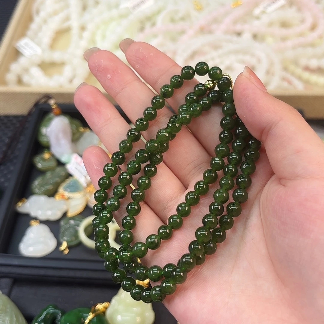 和田玉未镶嵌颈饰碧玉卡6108