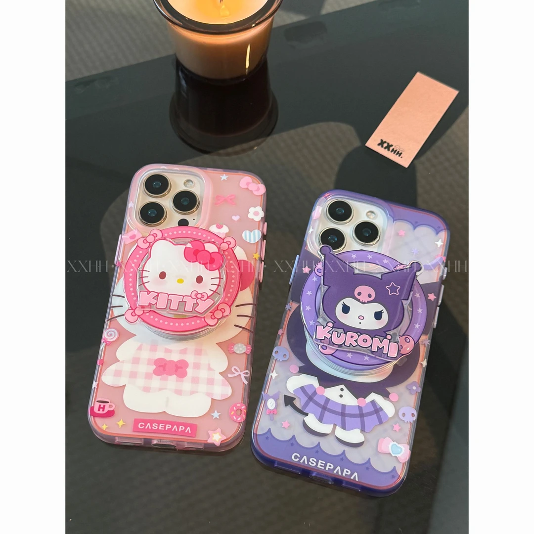 双层磁吸磨砂美乐蒂kt镭射彩边独立按键适用苹果16磁吸防摔手机壳