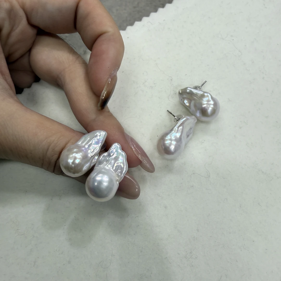 巴洛克耳钉｜淡水珍珠耳钉气质耳饰仙女款12～15mm  FE061 多样发1