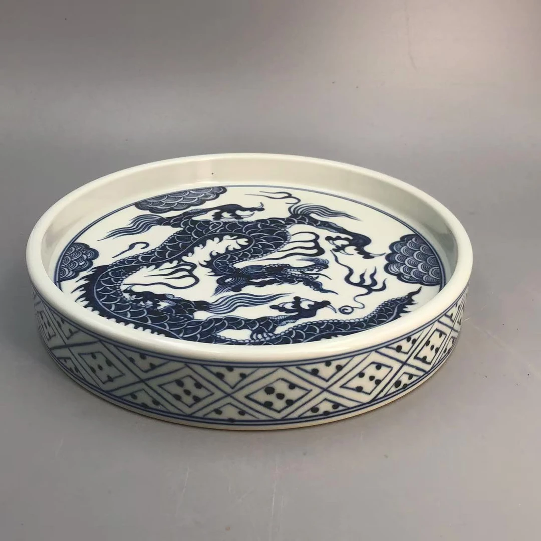 【景德镇瓷器】占春生窑 青花云龙纹壶承 陶瓷 zcsy1093