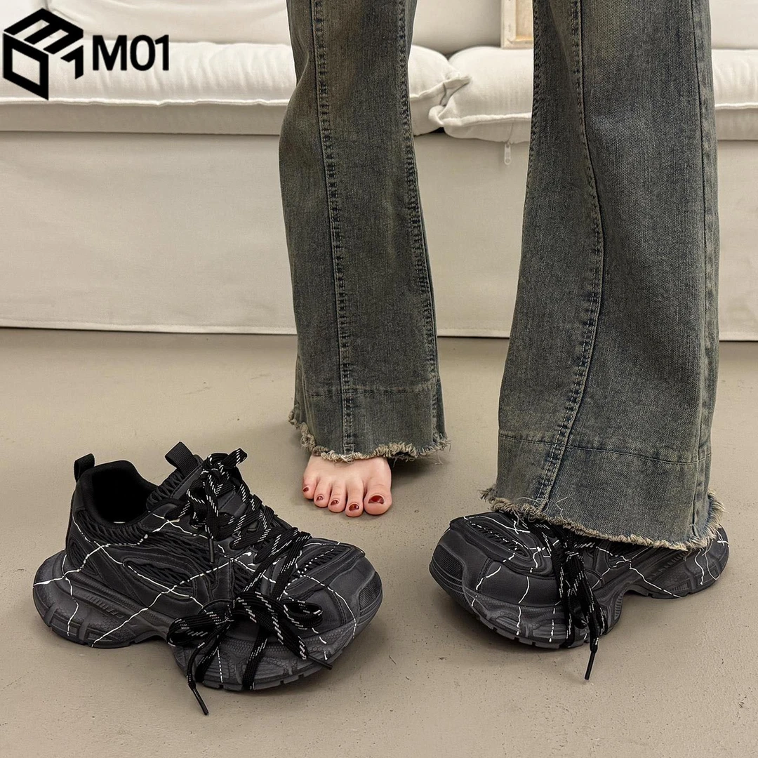 M01厚底老爹鞋女士秋季小个子增高2025新款爆款透气运动休闲鞋
